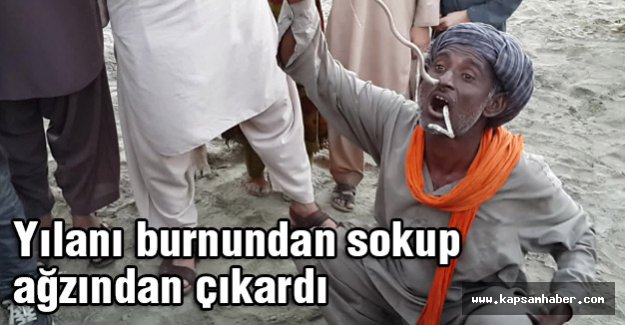 Yılanı burnundan sokup ağzından çıkardı
