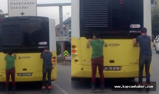 Bağdat Caddesi'nde kaykaycı gençlerin tehlikeli yolculuğu