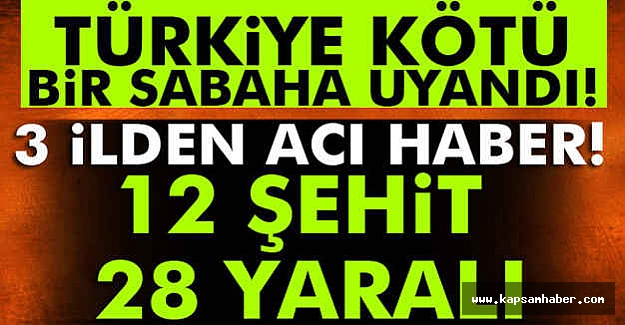 3 ilden Acı Haber: 12 Şehit
