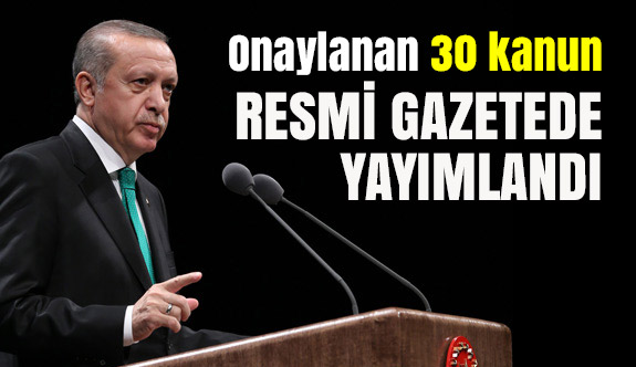 Onaylanan 30 kanun Resmi Gazete’de yayımlandı