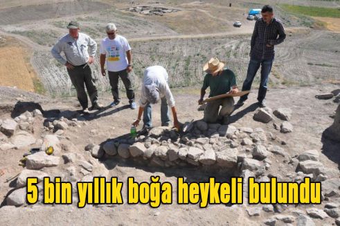 5 bin yıllık boğa heykeli bulundu