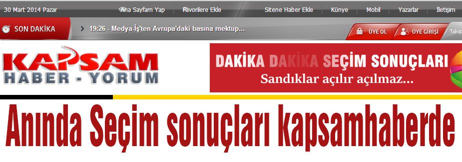 Anında Seçim sonuçları kapsamhaberde