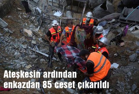 Ateşkesin ardından enkazdan 85 ceset çıkarıldı