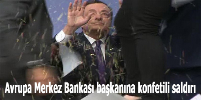 Avrupa Merkez Bankası başkanına konfetili saldırı