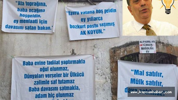 Babasının doğduğu evde pankartlı protesto