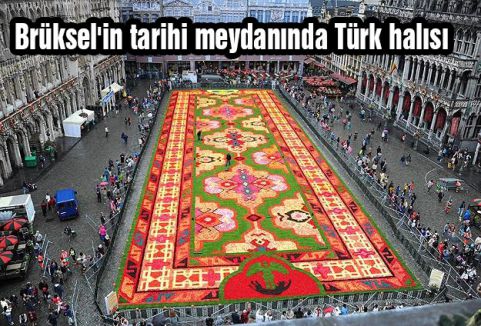 Brüksel'in tarihi meydanında Türk halısı