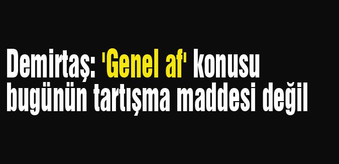 'Genel af' konusu bugünün tartışma maddesi değil