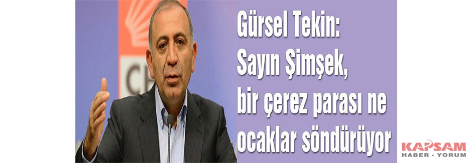 Gürsel Tekin: Sayın Şimşek, bir çerez parası ne ocaklar söndürüyor