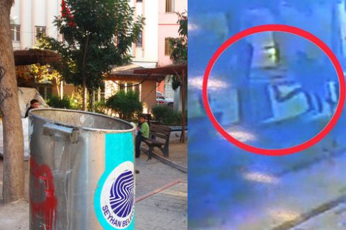 Hırsızlar çöp konteynerinin kapağını çaldı