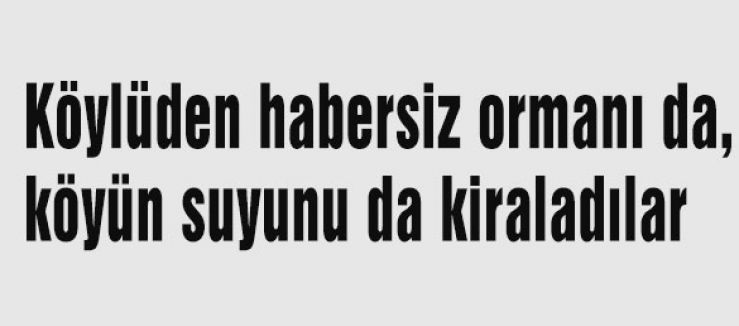 Köylüden habersiz ormanı da, köyün suyunu da kiraladılar