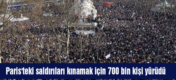 Paris'teki 700 bin kişi yürüdü