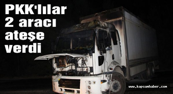 PKK'lılar 2 aracı ateşe verdi
