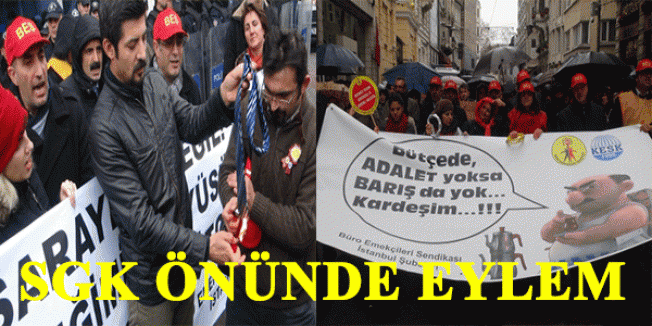 SGK önünde kravat yaktılar