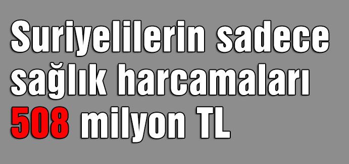 Suriyelilerin sadece sağlık harcamaları 508 milyon...
