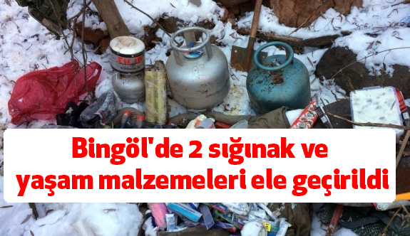 Bingöl'de 2 sığınak ve yaşam malzemeleri ele geçirildi