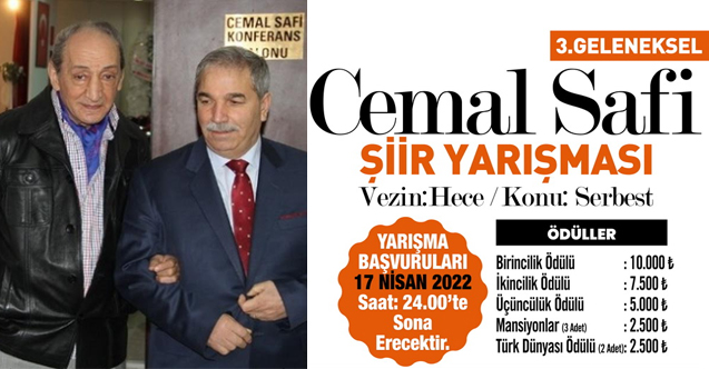 Cemal Safi Şiir Yarışması'na son başvuru 17 Nisan
