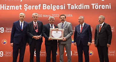 TSO Başkanı Acar'a TOBB'dan hizmet şeref belgesi