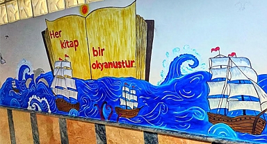 Bafra Fatih Ortaokulu Duvarlarına Motivasyon Resimleri