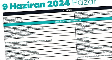 Samsun Kültür Yolu Festivali (09 Haziran Pazar etkinlik takvimi)