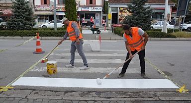 Havza’da Okul Önleri ve İlçe Merkezindeki Yaya Geçitleri Boyandı