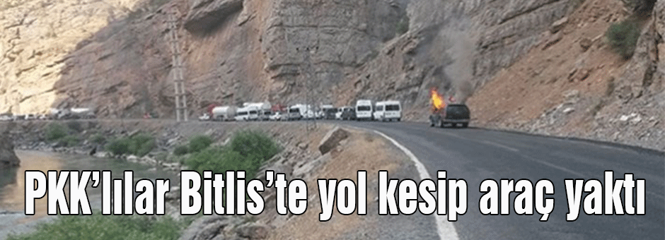 PKK’lılar Bitlis’te yol kesip araç yaktı