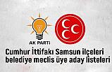 Cumhur İttifakı Samsun İlçeleri Belediye Meclis Üye Aday listeleri Açıklandı