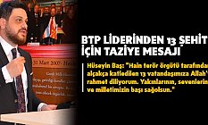 13 Şehit İçin Taziye Mesajı