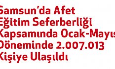 Samsun'da Afet Eğitim Seferberliği Kapsamında 2.007.013 Kişiye Ulaşıldı
