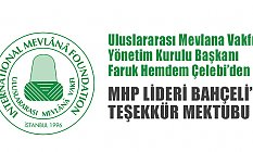 Mevlana Vakfı'ndan MHP Lideri Bahçeli'ye Teşekkür Mektubu