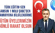 Türk Eğitim-Sen Samsun 1 Nolu Şube’de Görev Değişimi