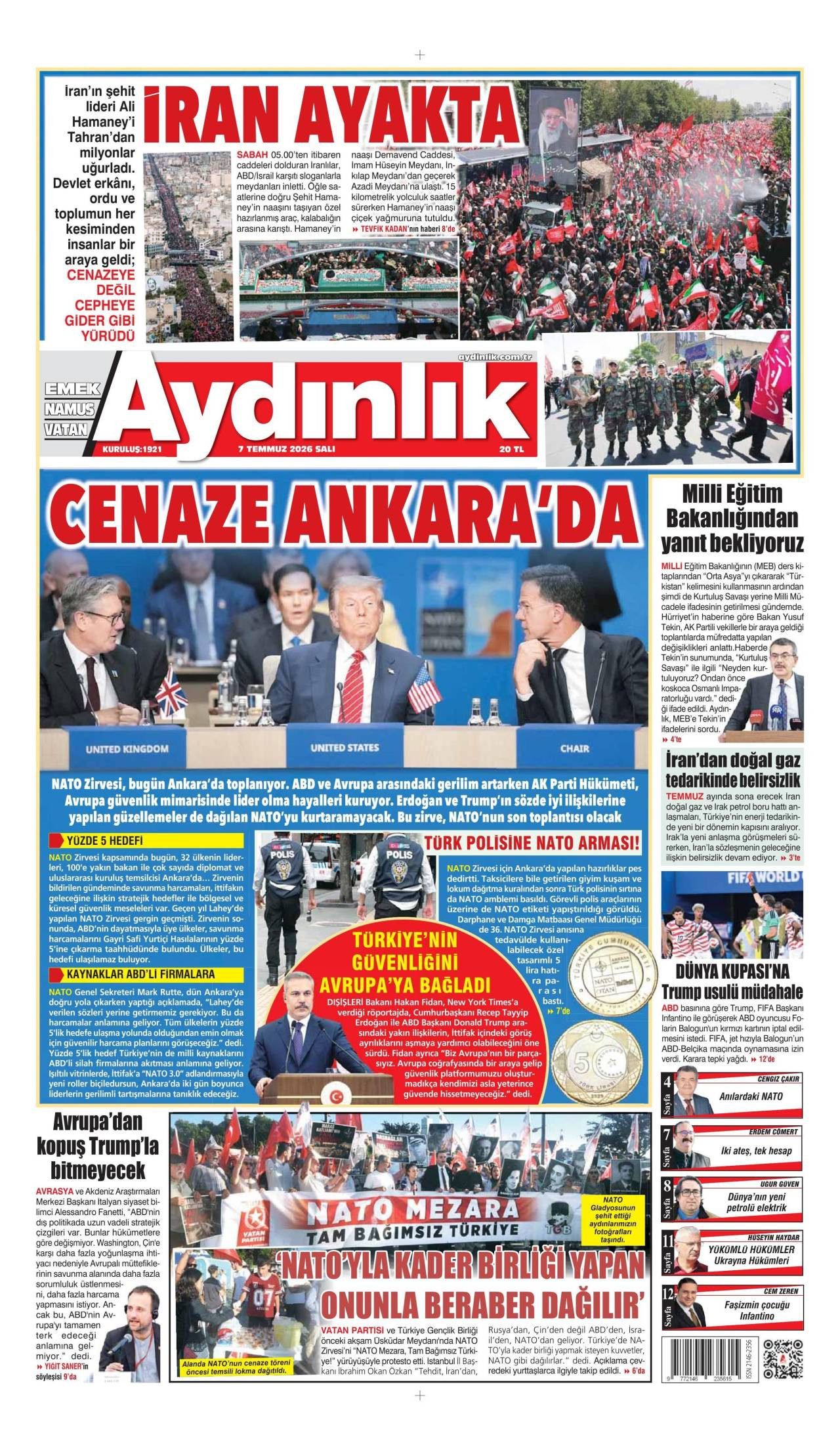 Aydınlık Gazetesi Gazete Manşeti