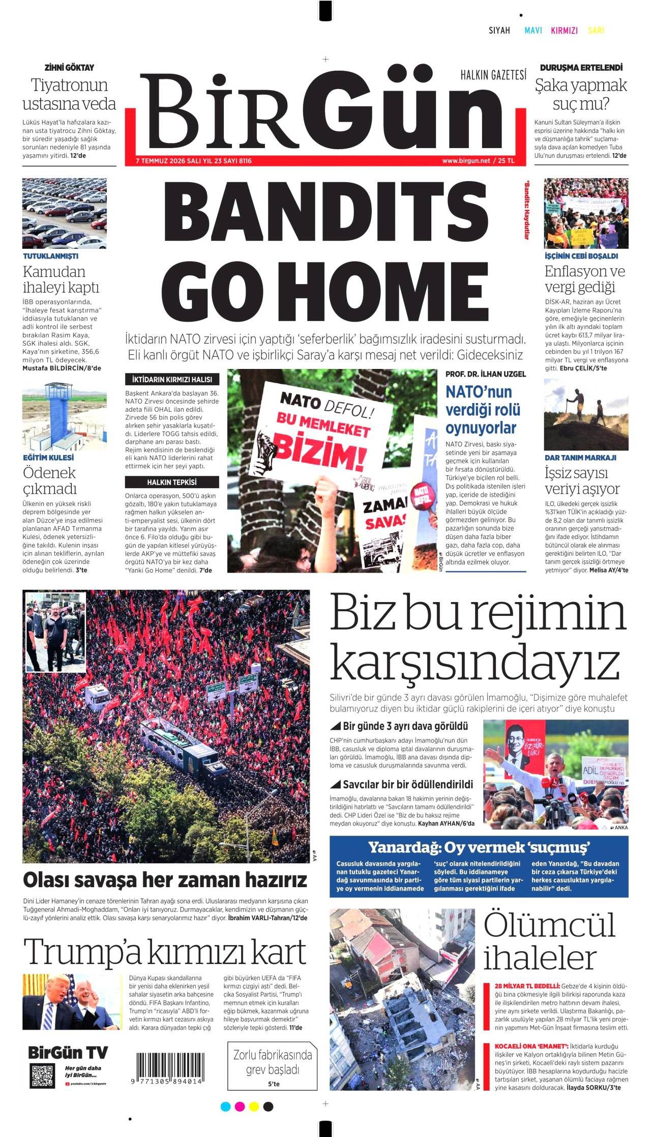 Birgün Gazetesi Gazete Manşeti