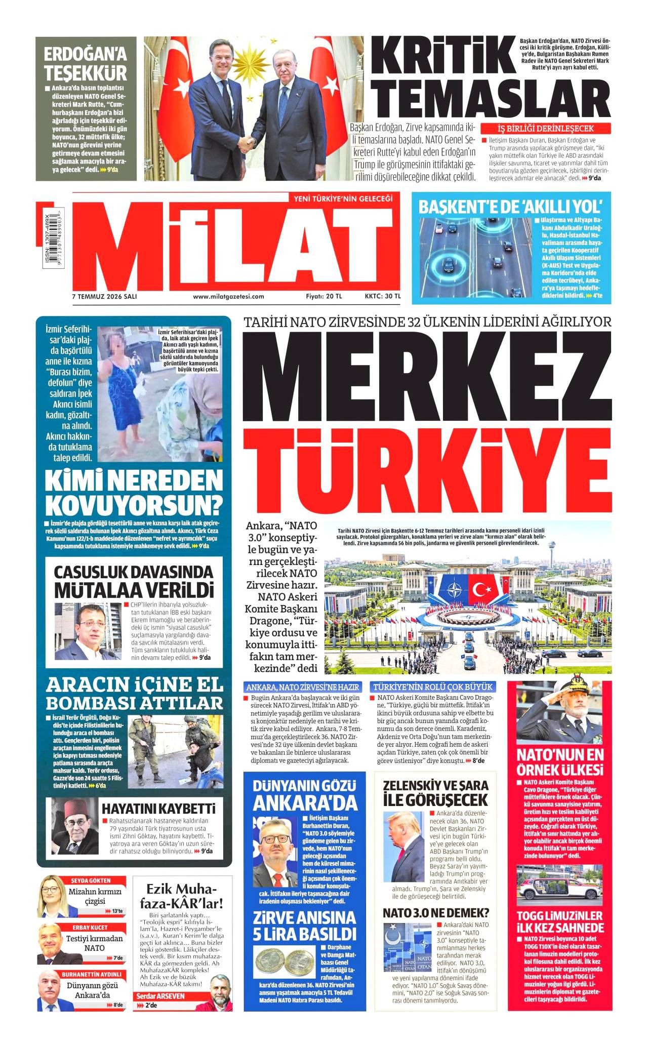 Milat Gazetesi Gazete Manşeti